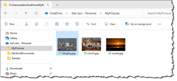 Three photos in a OneDrive folder.