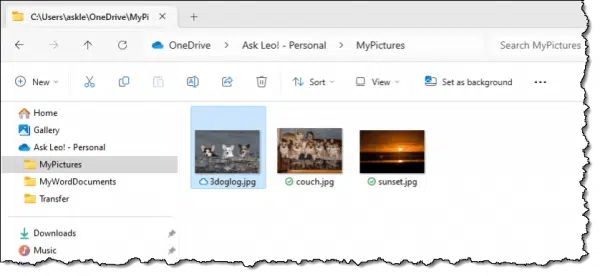 Three photos in a OneDrive folder.
