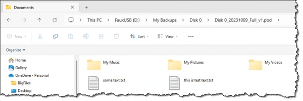 User's Documents folder in the backup image.