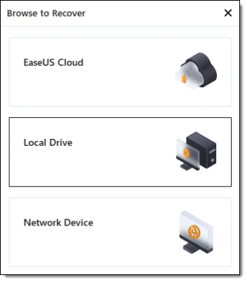 Selecting backup location.