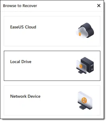 Selecting backup location.