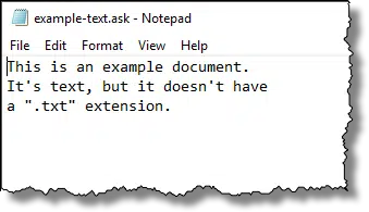 Example text file as a ".ask" file in Notepad
