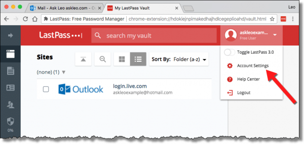 LastPass Account Settings