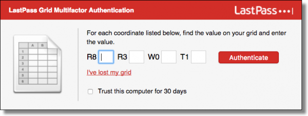 Lastpass Grid Authentication