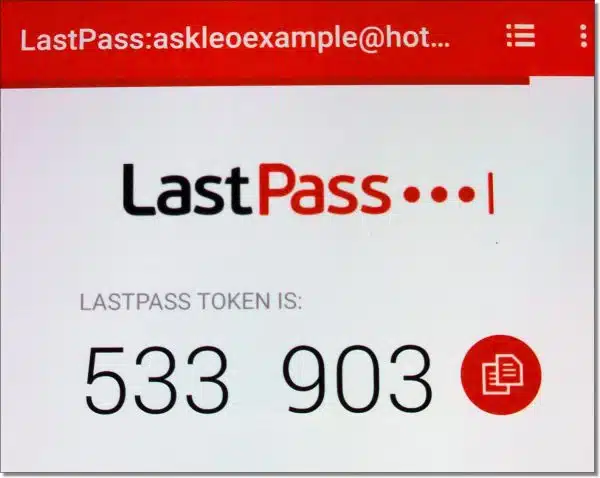 LastPass displaying a number