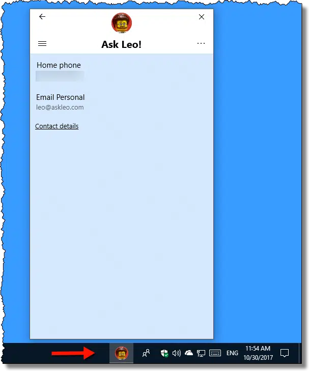 Pinned contact display