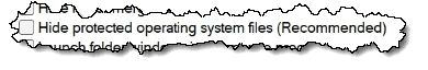 Hide protected operating system files (Recommended)