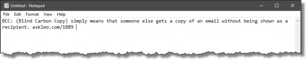 Text in Notepad