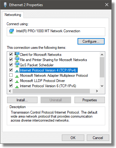 Ethernet Properties