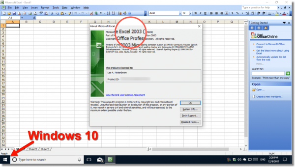 Office 2003 on Windows 10