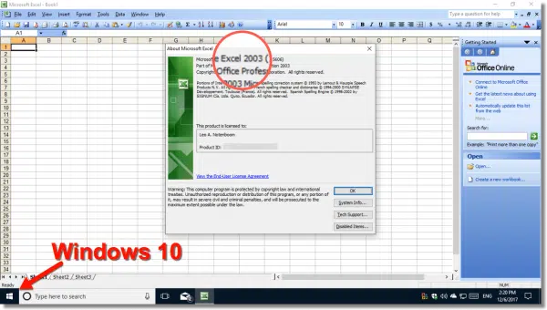 Office 2003 on Windows 10
