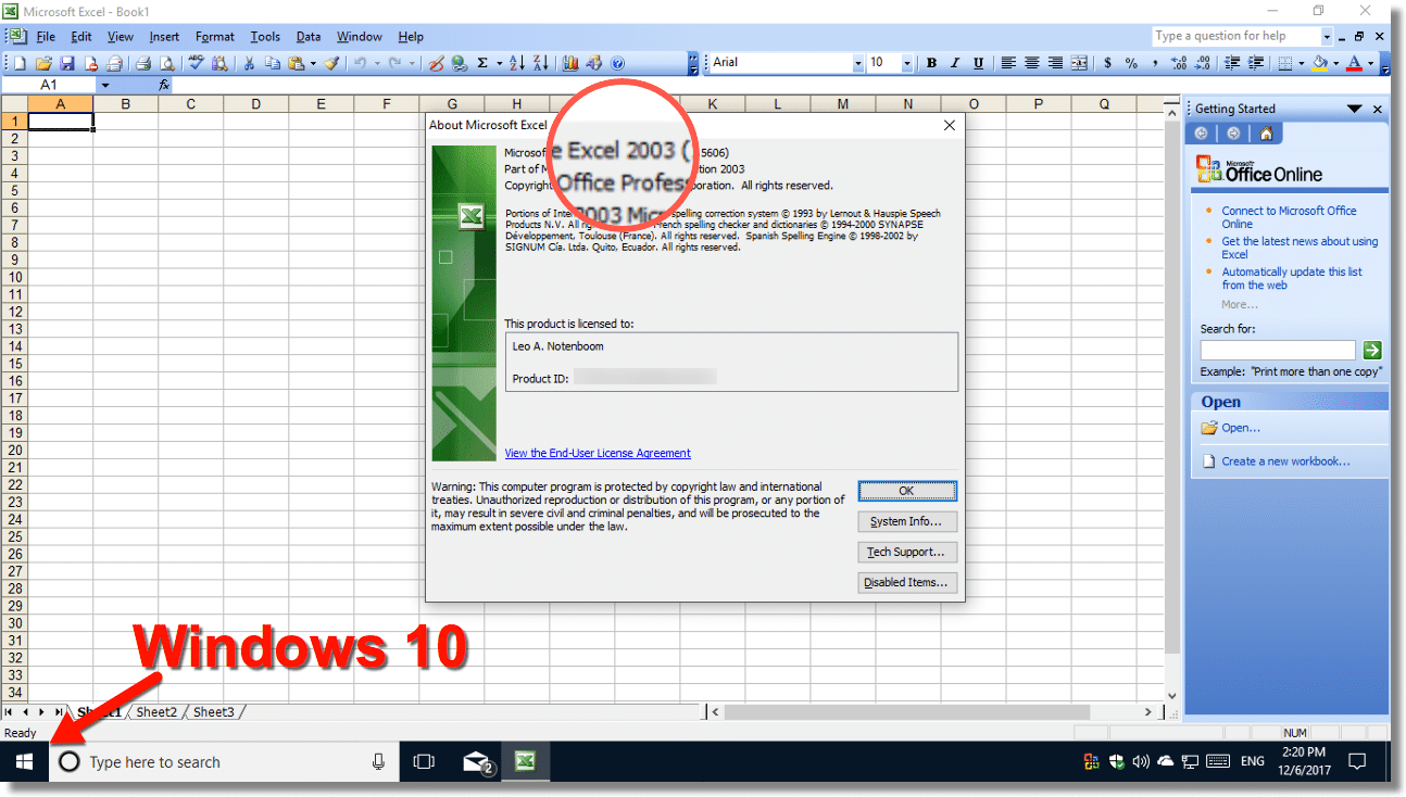 установить office 2003 на windows 10