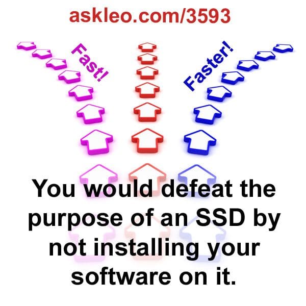 You would defeat the purpose of an SSD by not installing your software on it.