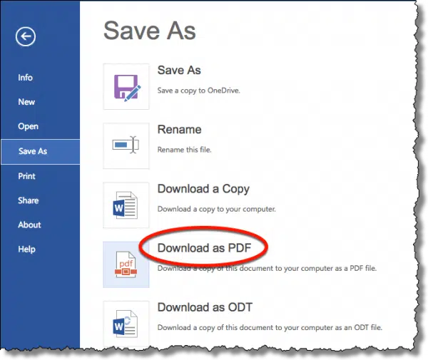 Save As PDF in Office Online