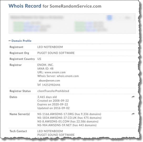 Whois record