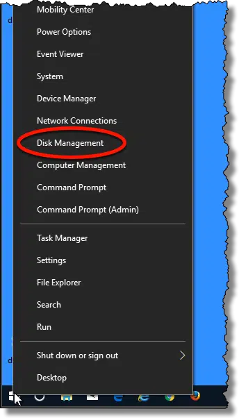 Disk Manager menu item