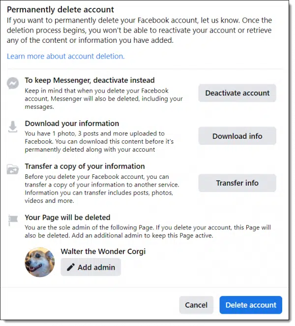 Delete Facebook Account