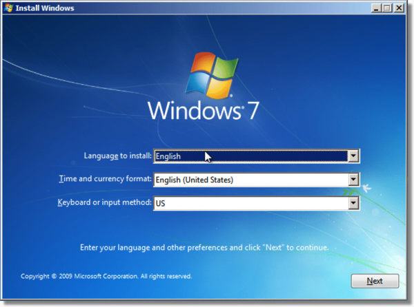 Windows 7 Setup