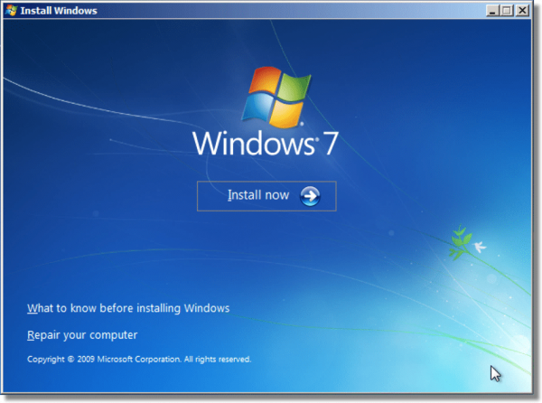 Windows 7 Install Now