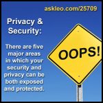 Privacy and Security: There are five major areas in which your security and privacy can be both exposed and protected.