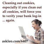 Cleaning out cookies, especially if you clean out all cookies, will force you to verifying your bank log-in... again.