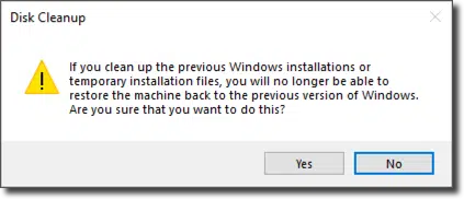 Disk Cleanup Warning