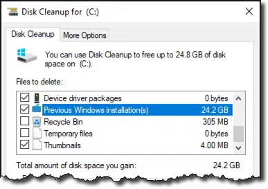 Disk Cleanup - Old Windows Version