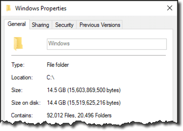 Size of a Windows Folder