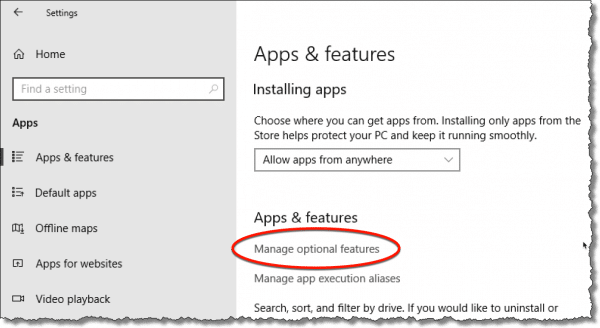 Manage optional features