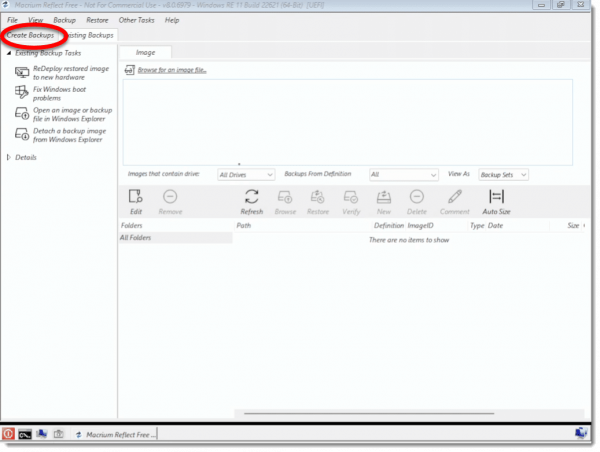 Macrium Reflect Rescue disk running.