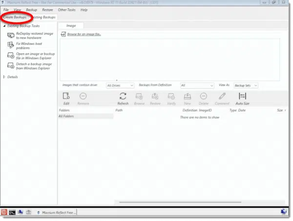 Macrium Reflect Rescue disk running.