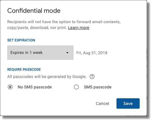 Confidential Mode Options