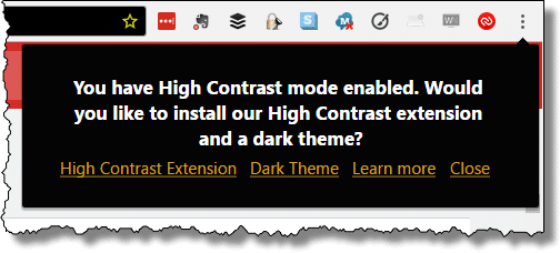 High Contrast Options in Chrome