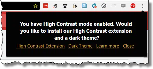High Contrast Options in Chrome