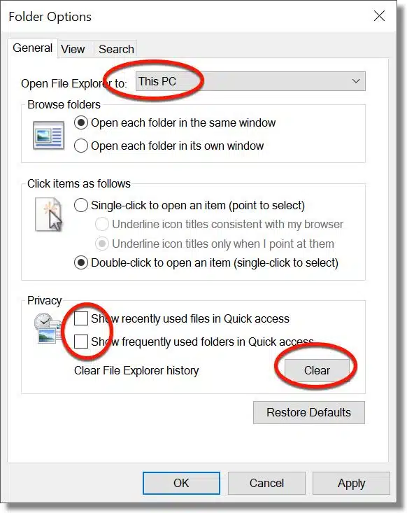 File Explorer Options