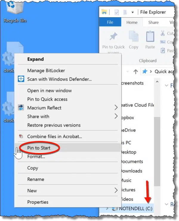 Pin to Start on a folder