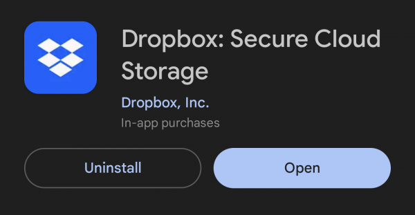 Dropbox in the Google Play store.
