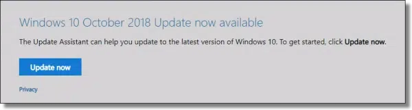 October 2018 Windows 10 Update