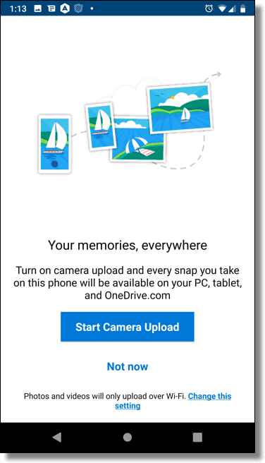 OneDrive Camera Upload