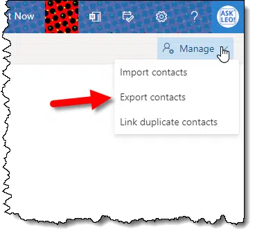 Export contacts in outlook.com
