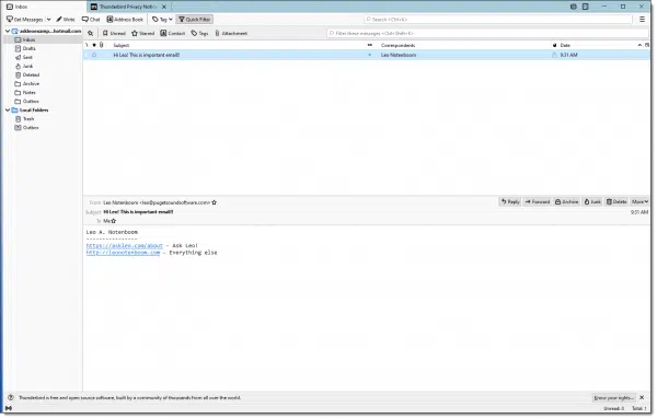 askleoexample@hotmail.com in Thunderbird.