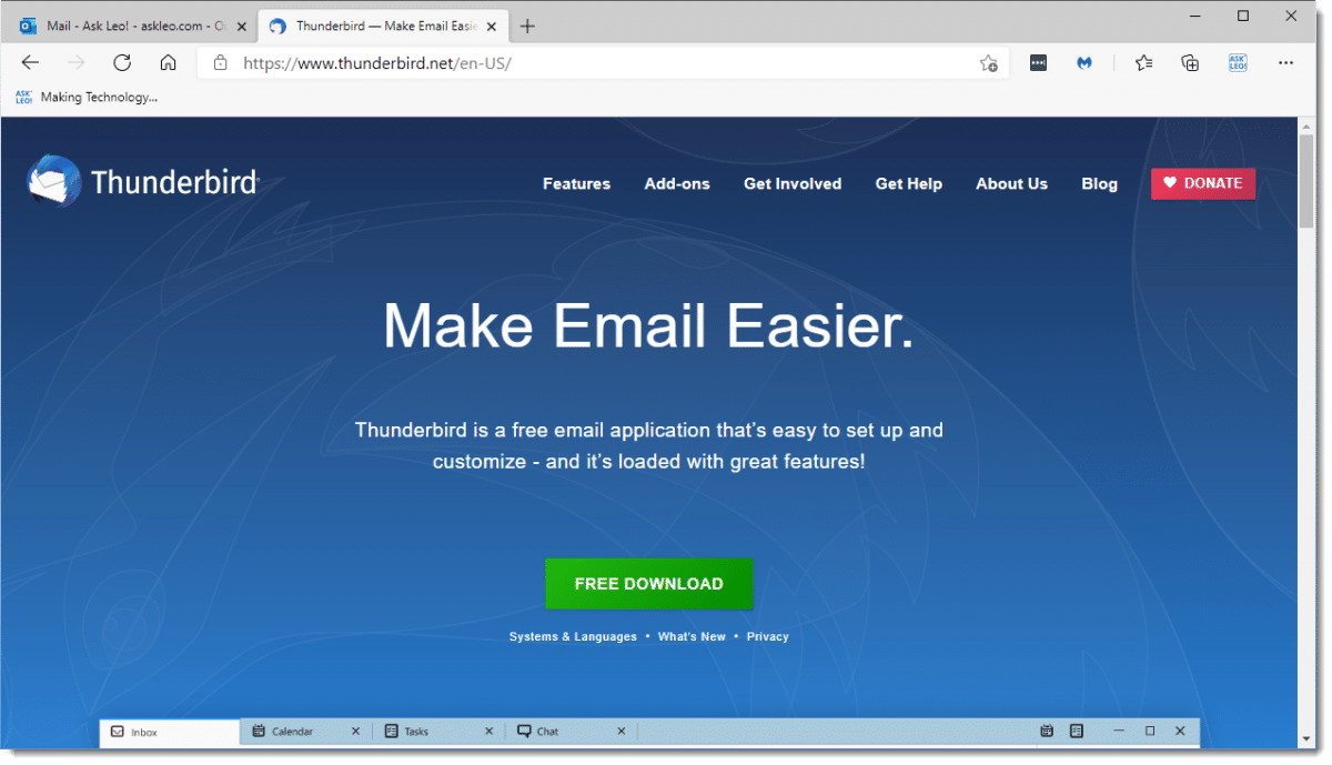 Thunderbird download page.