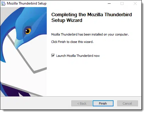 Thunderbird Setup complete
