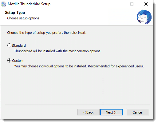 Thunderbird setup type.