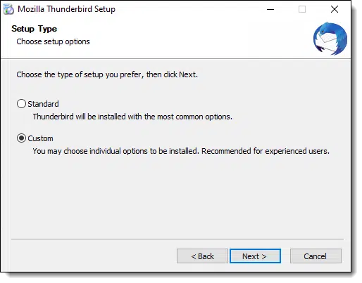 Thunderbird setup type.