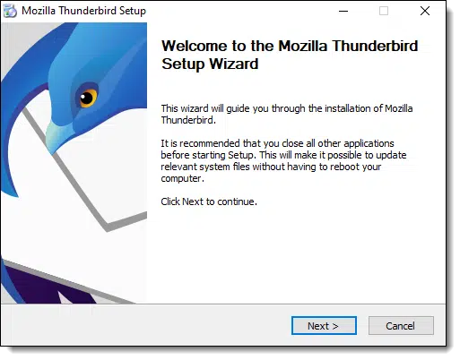 Thunderbird Setup welcome.