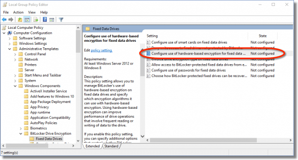 Configure the use of hardware encryption line item