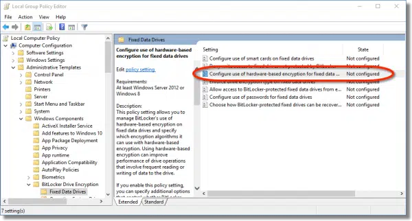 Configure the use of hardware encryption line item