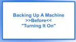 Backing Up A Machine Before Turning It On