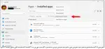 Apps sorted by size in Windows 11.